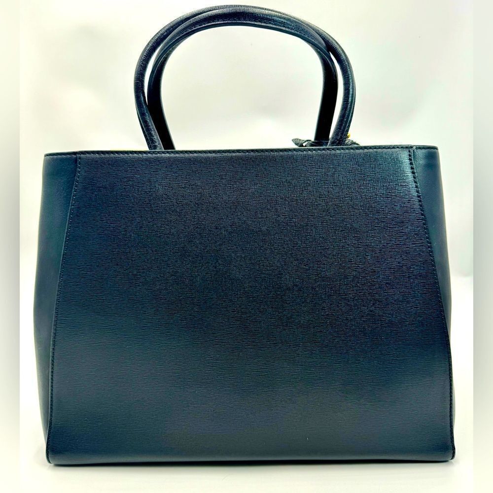 Fendi Medium Black Leather Sac 2Jours Top Handle 2way Tote Bag Preloved Purse - Picture 5 of 14